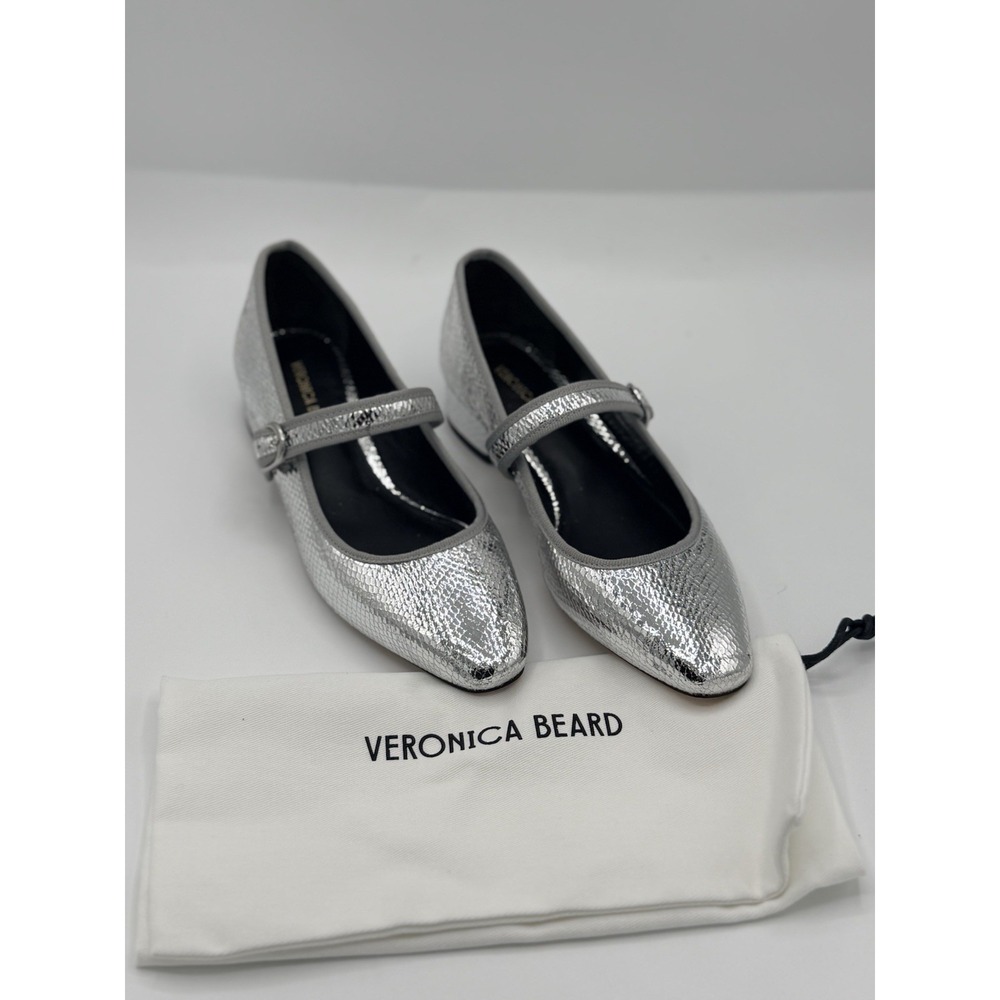 Veronica‎ Beard Cade Mary Jane ballerina pumps Women's 5 Silver NWB
